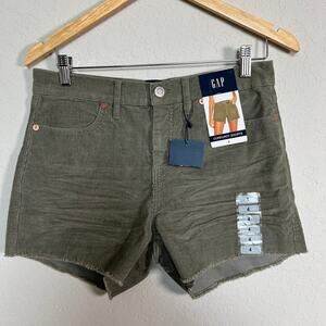Gap Women's Dark Olive Corduroy Shorts Size 4 NEW